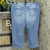 LOGO by Lori Goldstein Plus Size Double Hem Crop Straight Leg Jeans