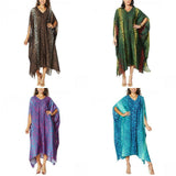 IMAN Women's Boho Chic Printed Loose Fitting V-Neck Kaftan
