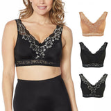 Rhonda Shear Plus Size 3 Pack Betty Pin Up Bras with Back Closure and Removable Pads