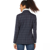 DG2 by Diane Gilman Ponte Knit Boyfriend Blazer Jacket Navy Plaid 3X