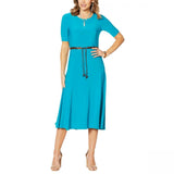 Nina Leonard Women's Sylvia Midi Dress With Two Belts