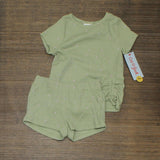 Cat & Jack Toddler Girls' Dot Ribbed Cinched Short Sleeve Top and Shorts Set