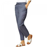 32 Degrees Cool Women's Stretch Linen Blend Ankle Pants Gray Large
