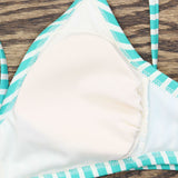 Kona Sol Women's Striped Shoulder Tie Bralette Bikini Top