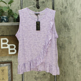 DG2 by Diane Gilman Women's Plus Size Burnout Ruffle Tank Top
