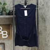 Charter Club Women's Button Up Tie Front Sleeveless Top
