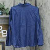 DG2 by Diane Gilman Women's Smocked Boyfriend Chambray Denim Shirt