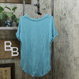 Matty M Women's Roll Cuff French Terrry Tunic T-Shirt Teal Medium