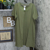 Denim & Co. Women's Plus Size French Terry Short-Sleeve Embroidered Dress