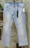 DG2 by Diane Gilman Women's Petite Peacock Embellished Boot Cut Denim Jeans
