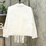 DG2 by Diane Gilman Women's Fringed Star Stretch Denim Jean Jacket