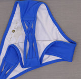 Shade & Shore Sun Coast Cheeky Ribbed Strappy Bikini Bottom Blue XS