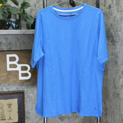 Isaac Mizrahi Live! Elbow Sleeve Crew Neck Knit Top French Blue Plus 2X