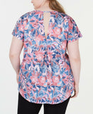 Ideology Women's Plus Size Wallflower Printed Keyhole Back Top