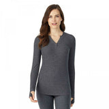 Warm Essentials by Cuddl Duds Women's So Soft Rib Long Sleeve Henley Shirt