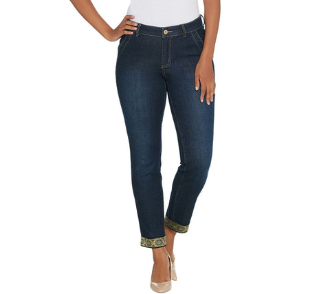 New Du Jour Womens Slim Leg Ankle Jeans With Metallic Trim. A345230 6