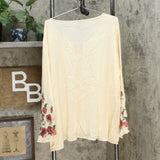 DG2 by Diane Gilman Women's Plus Size Embroidered Flare Sleeve Blouse
