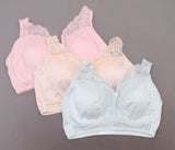 Rhonda Shear Plus Size 3 Pack Betty Pin Up Bras with Back Closure and Removable Pads