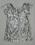 Xhilaration Women's Short Sleeve Off The Shoulder Sequin Dress Silver
