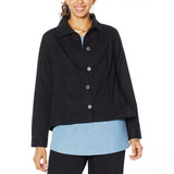 DG2 by Diane Gilman Plus Size Lightweight SoftCell Chambray Jacket Black 3X