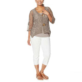 Nina Leonard Women's Coconut Button Bolero Sweater With Tank Top