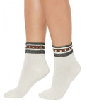 HUE Women's Embellished Metallic-Stripe Anklet Socks. U20340