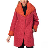 MarlaWynne Women's Reversible Lightweight Quilted Coat Burnt Orange Medium