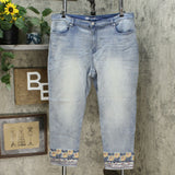 DG2 by Diane Gilman Women's Embroidered Hem Ankle Jeans Chambray 20W