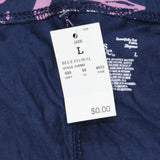 Stars Above Beautifully Soft Floral Print Collar Cropped Pajama Pants Navy L