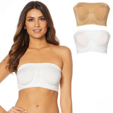 Rhonda Shear 2 Pack Seamless Underwire Bandeau Bras White/ Nude Medium