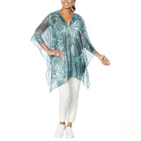 MarlaWynne WynneLayers Women's Convertible Leaf Print Chiffon Poncho