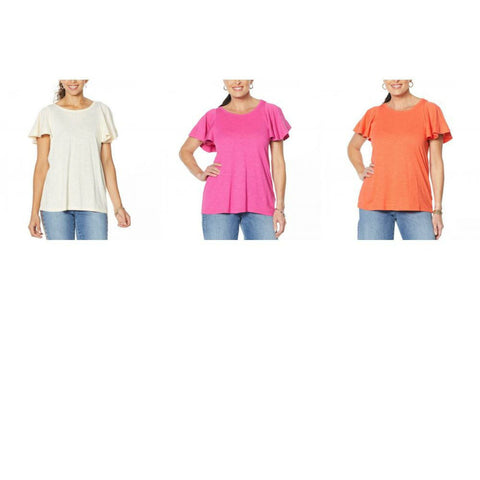 DG2 by Diane Gilman Women's Plus Size Flutter Hi Low T-Shirt