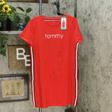 Tommy Hilfiger Women's Embroidered Logo Side Stripe T-Shirt Dress