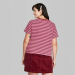 Wild Fable Women's Striped Short Sleeve Crewneck Ringer Boxy T-Shirt