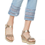DG2 by Diane Gilman Stretch Crochet Lattice Hem Cropped Jeans