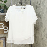 Nina Leonard Women's Plus Size Chiffon Angled Popover Top