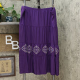 Antthony Women's Petite Elda Collection Embroidered Tiered Maxi Skirt