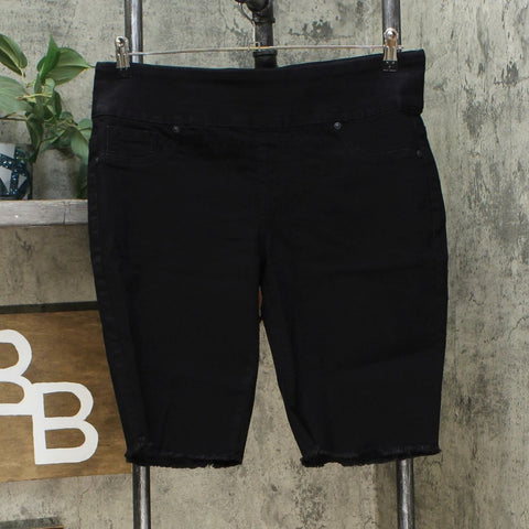 DG2 by Diane Gilman Classic Stretch Pull On Bermuda Shorts Black Petite Large