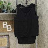DG2 by Diane Gilman Women's Mixed Media Easy Tank Top Black Large