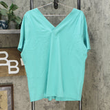 Denim & Co. Women's Plus Essentials Crossover V-Neck Short Sleeve Top