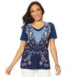 NWT DG2 By Diane Gilman Womens Mesh-Front Layered Tee. 704876 X-Large