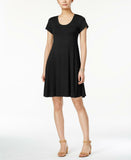 Style & Co. Women's Short-Sleeve A-Line Dress . 78093BK805 Black Medium
