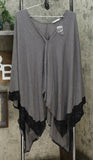 Soft & Cozy Women's Plus Size Brushed Hacci Knit Poncho With Lace Trim