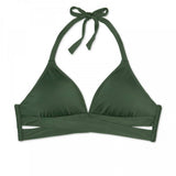 Kona Sol Women's Faux Wrap Halter Bikini Top with Cut Outs