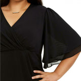 Connected Apparel Women's Plus Size Flutter Sleeve Sheath Dress