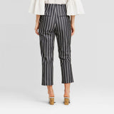 Who What Wear Women's Striped High Rise Cropped Straight Trousers