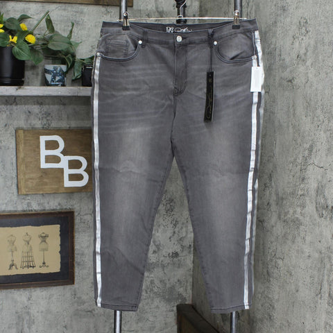 DG2 Petite Plus Virtual Stretch Metallic Side Stripe Skinny Jeans Gray 18PW
