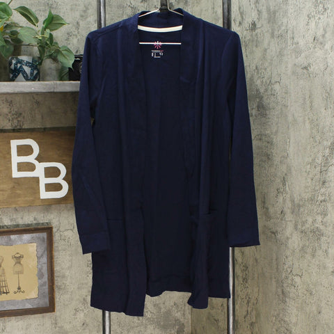 Isaac Mizrahi Live! Essentials Women's Open Front Cardigan Dark Navy Small