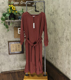 Prologue Women's Casual Fit Long Sleeve Boat Neck Midi Shift Dress