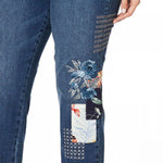 DG2 by Diane Gilman Women's Embroidered Stretch Denim Cropped Jeans